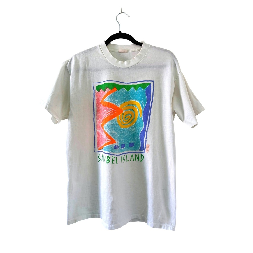 Vintage 1989 Sanibel Island T Shirt On White Single Stitch Florida Mens L White